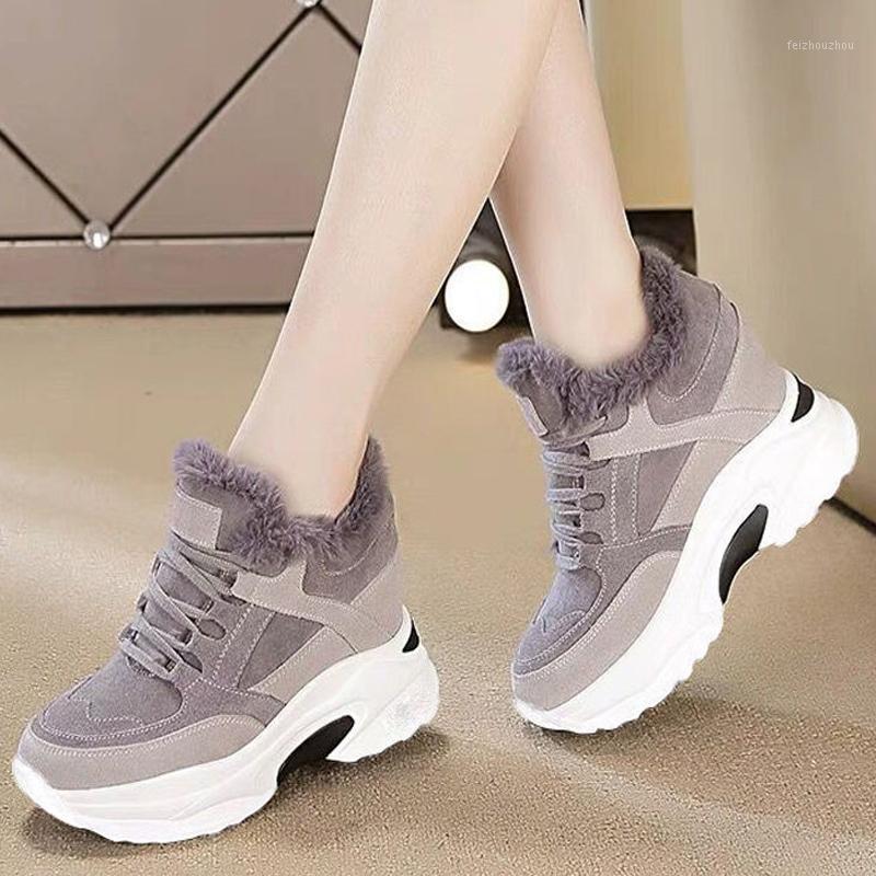 

Snow Boots Women Winter Sneakers Women Warm Furry Shoe Quality Leather Lace Up Wedge Platform Ladies Winter Sneaker Snow Shoes1, Black