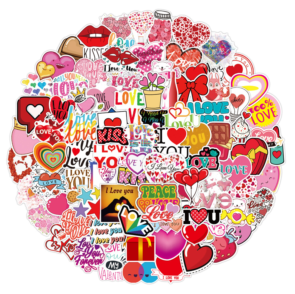 

Park of 100Pcs Cute LOVE Stickers Vintage Valentine's Day Lovely Gifts Sitkcer For Laptop Luggage Car Decals Dropshipping, Multi-color