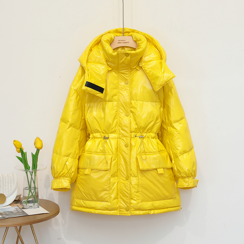 

2021 New Brighter Color Women with a Large Dimensional Hood for Lower Winter Coat 90% of White Down Heavy Snow Outwear 1U3I, Black