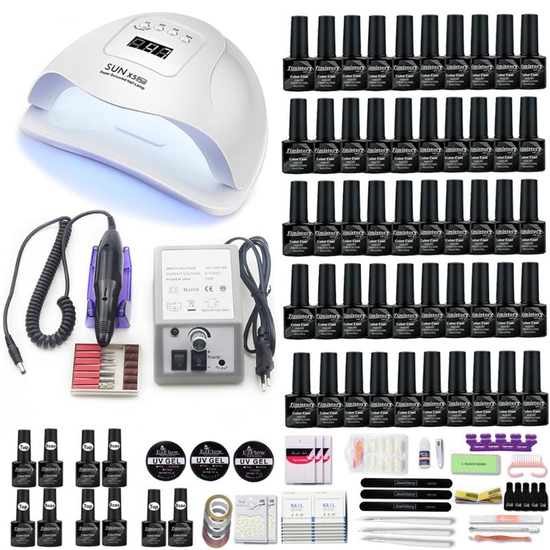 

50/40/30/20/10 Color Gel Varnish nail polish With 2000RMP Nail Drill Machine and 120W/72W/54W UV LED Dryer For art set