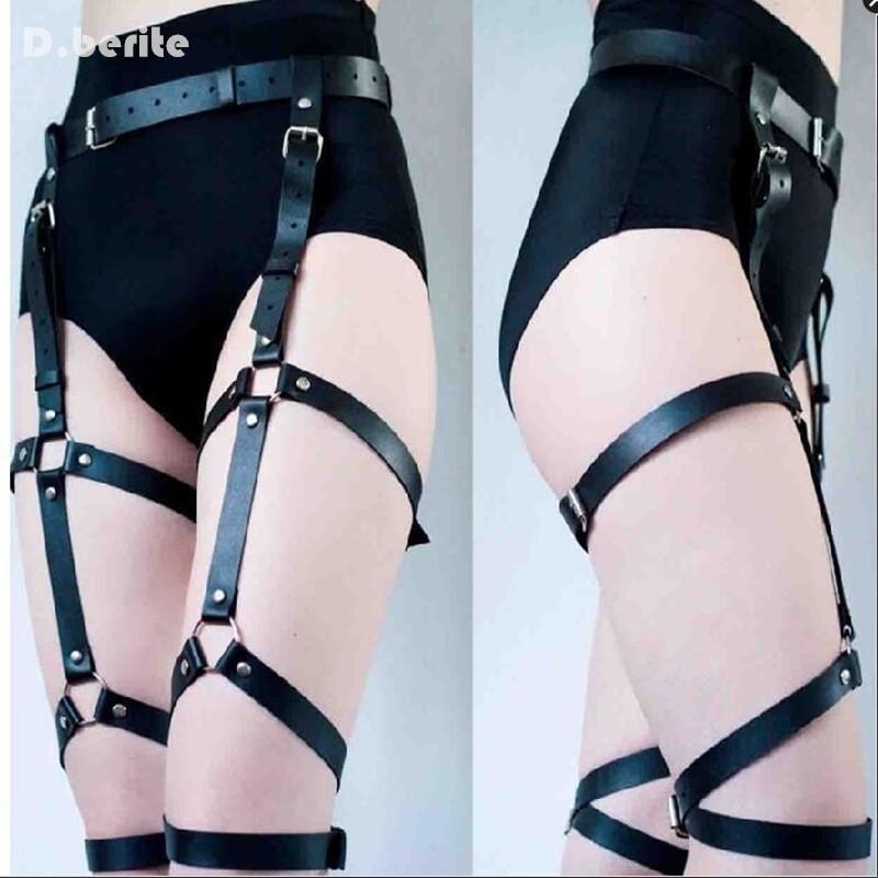 

Harajuku Lingerie Sexy Hot Erotic Harness Belts Bondage Lingerie Suspender Belt Gothic Punk Style Pu Leather Harness Leg Garters, White