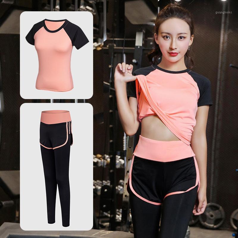 

Sexy Yoga Set Fitness Women' Running Shirt + Breathable Pants Clothes Leggings Yoga Gym Workout Sports Set1, Black shorts