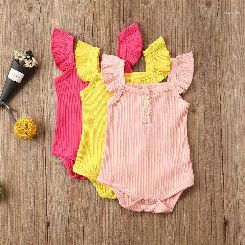 

Toddler Infant Newborn Baby Girl Sleeveless Bodysuit Clothes Summer Solid Pure Buttons Striped Jumpsuit Outfits Clothing1, Pink