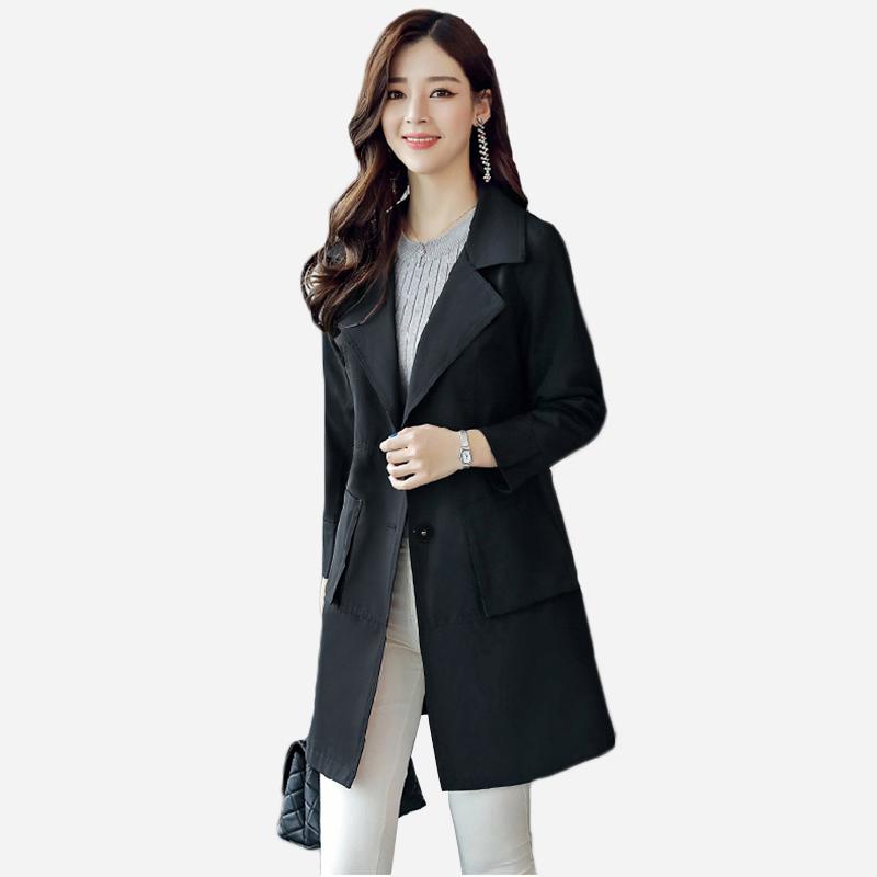 

Spring Thin Trench Coat Womens 2020 Autumn Fashion Solid Long Sleeve Coats Female Loose Windbreakers Womens Single-breasted Coat, Khaki