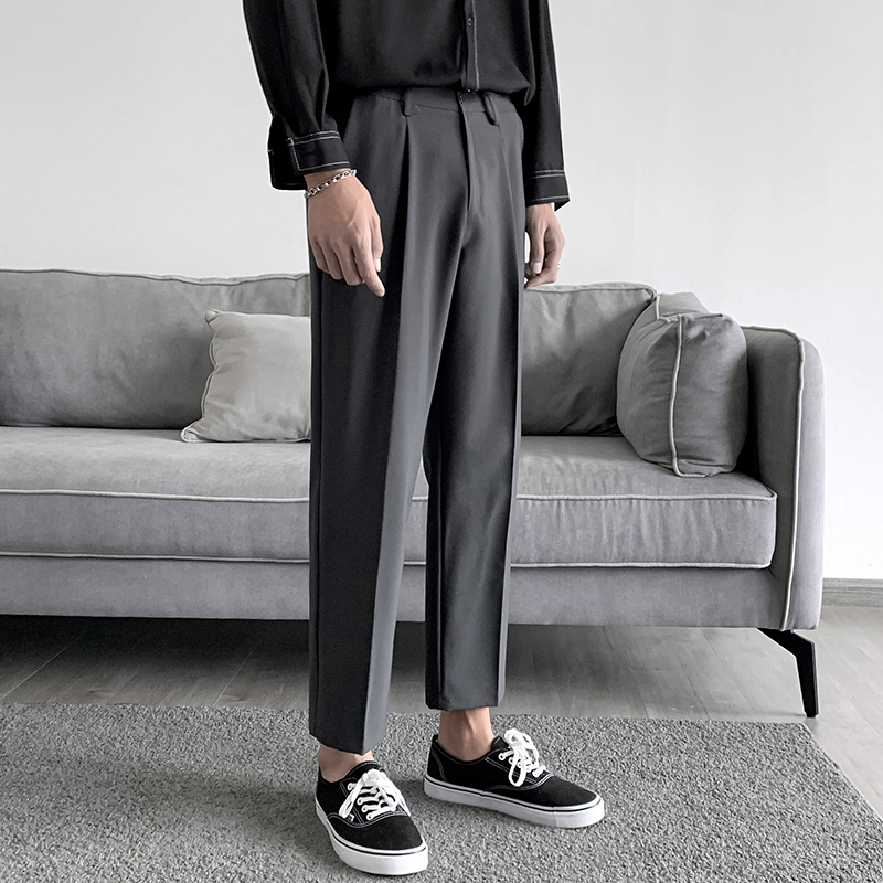

New Primavera 2021 Outono Novo Estilo Retas Casuais Textura Pura Juventude Masculinas 28- DKNQ, Black