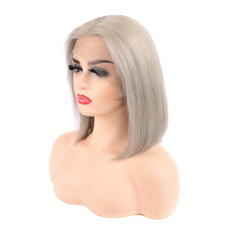 

Satai 13x4 Bob Wig 613 Grey Lace Front Human Hair Wigs Brazilian Remy Bob Wig Human Hair Wigs Pre plucked For Women, As pic