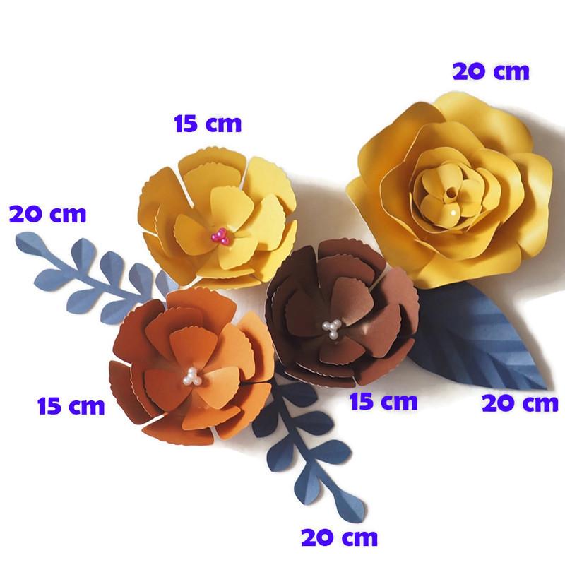 

DIY Artificial Flowers Fleurs Artificielles Backdrop Giant Paper Flowers 4PCS Paper Leave 3PCS Wedding Party Decor Baby Nursery, Mix colors