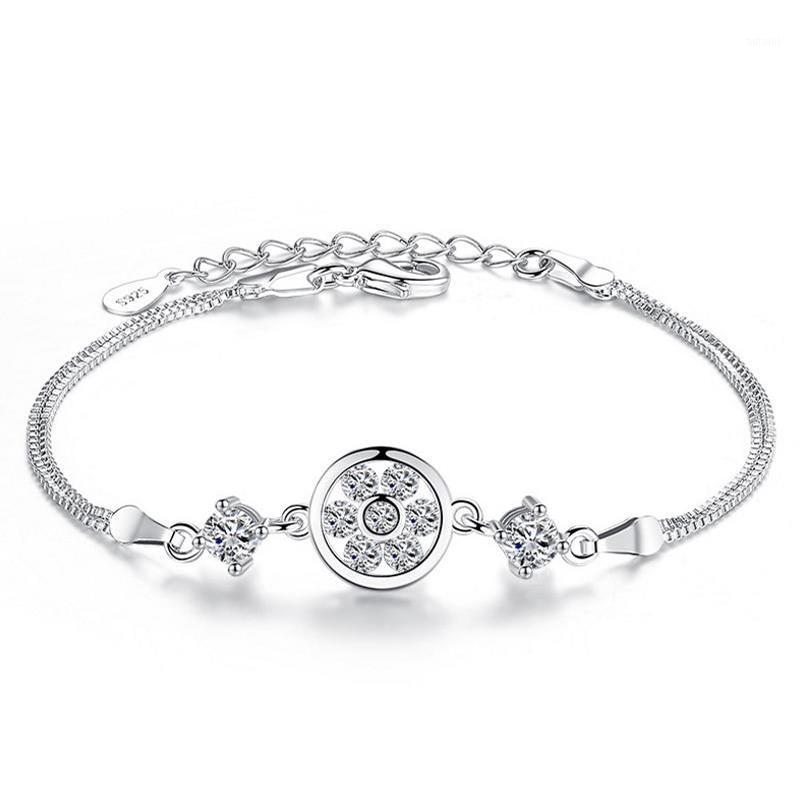 

New Fashion 925 Sterling Silver Bracelet Cubic Zircon Crystal Bracelets Hand Chain Female Women Engagement Jewelry AY3941