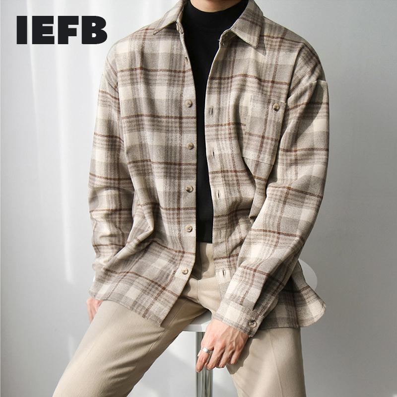 

IEFB Spring New Thick Plaid Shirts Men's Long Sleeve Casual Shirt Korean Fashion Vintage Loose Clothes For Male New 9Y4572
