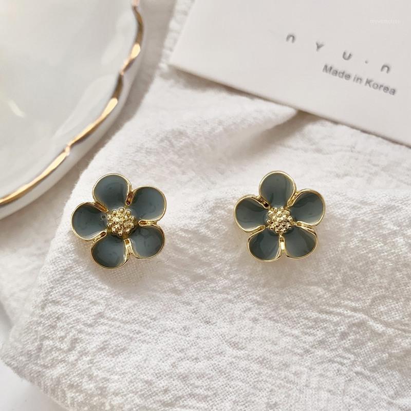 

Fashion temperament joker drops of fresh pea-green glaze set auger floret earring little flower earrings jewelry accessories1