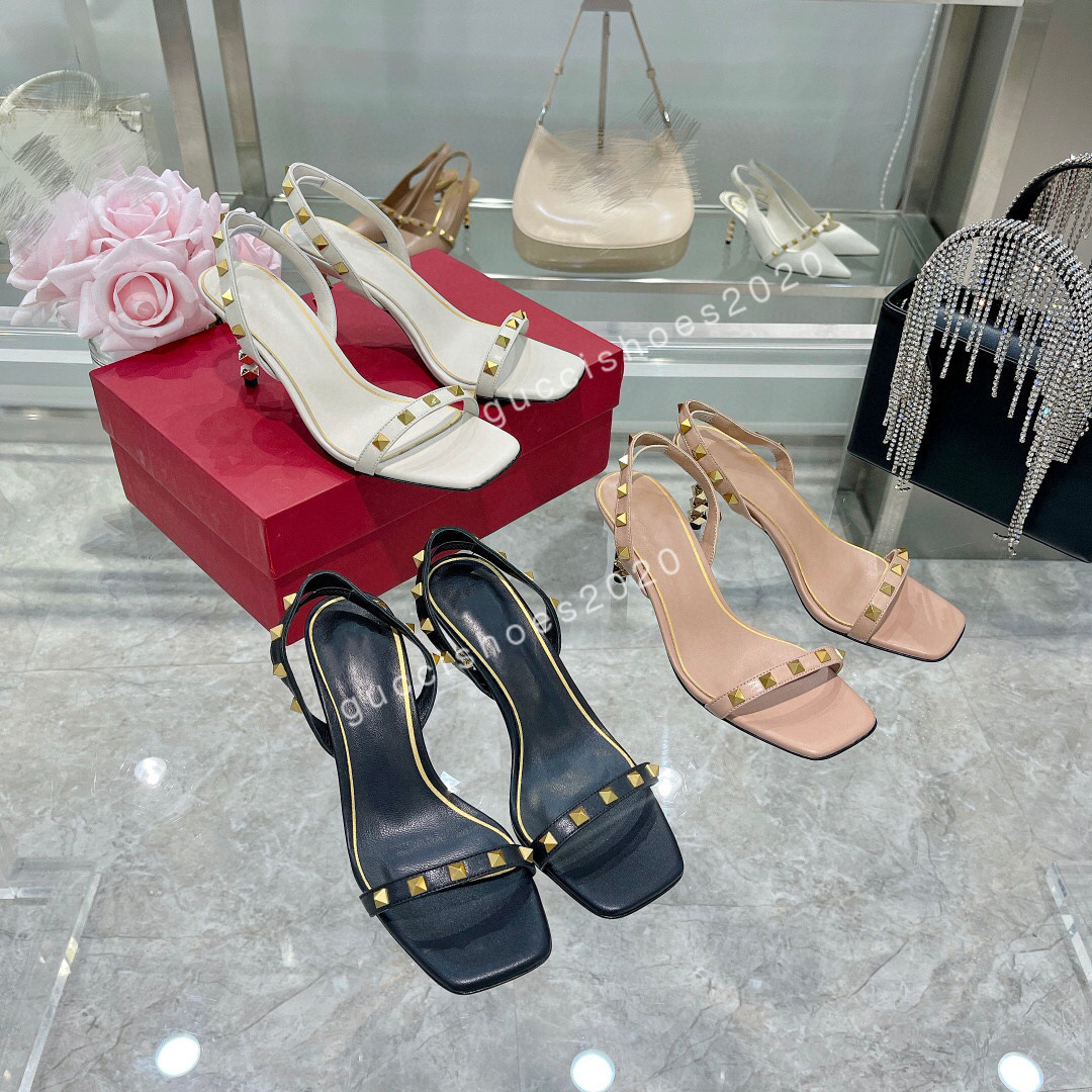 

Women High Heels Sandals Patent Ankle Strap Pump Studs Shoes Fashion Sandals Genuine Leather Bottom Rivets Party Dress Wedding Sandals, 02