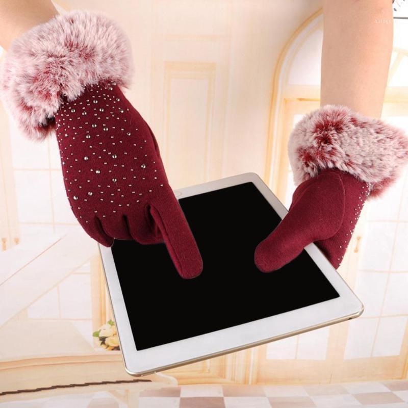 

Five Fingers Gloves Arrival Women Lady Candy Color Autumn Winter Warm Fur Mittens Guantes Mujer 1