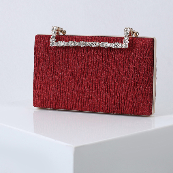

Wedding luxury rhinestone lock ladies handbag wedding party wallet champagne silver dinner bag, Red