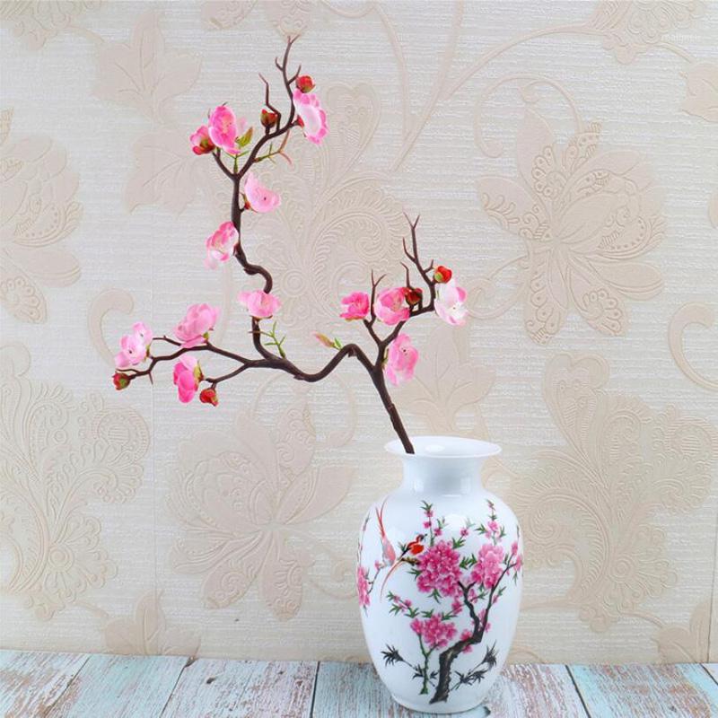 

Plum Cherry Blossoms Artificial Silk Flowers Flores Sakura Tree Branches Home Table Living Room Decor DIY Wedding Decoration1, Rose red b