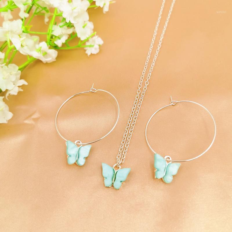 

Bohemia Cute Candy Color Butterfly Pendant Necklace for Women Simple Gold Silver Color Link Chain Clavicle Chain Fashion Jewelry1