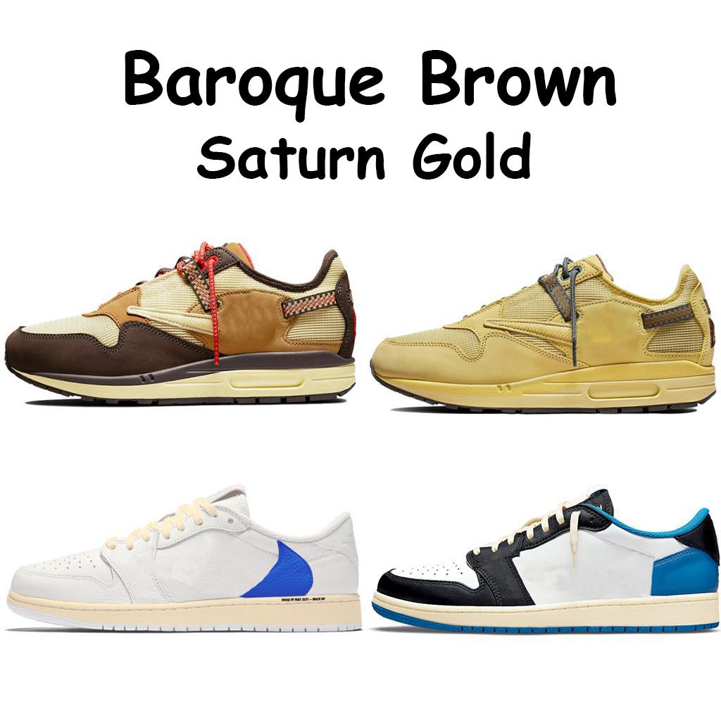 

Fragment Design x Jumpman 1 Low OG SP Basketball Shoes Baroque Brown Saturn Gold High Quality Men Women trainers sports Sneaker DM7866-140, Box