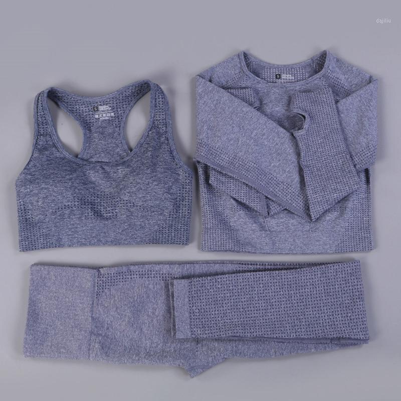 

Seamless Yoga Set Gym Clothing Fitness Women Gym Set Workout Clothes For Women Crop Top Sports Bras Leggings Sport Suit1, 2 pcs purple set