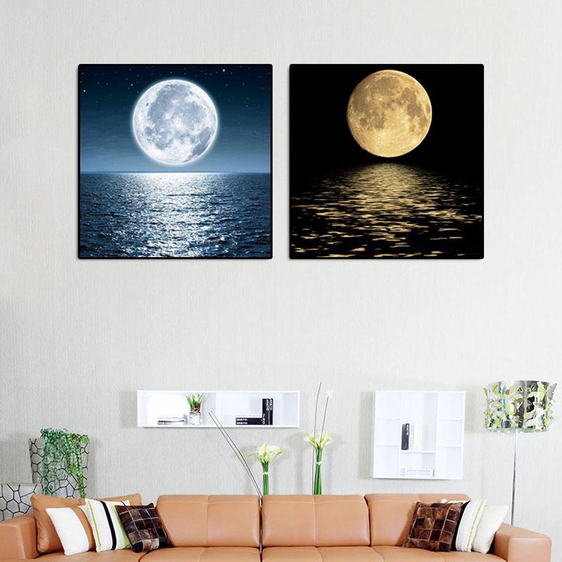 

Nordic Modern Style Bright Moon Sea Canvas Painting Beautiful Landscape Posters Prints Wall Pictures Living Room Decor No Frame1