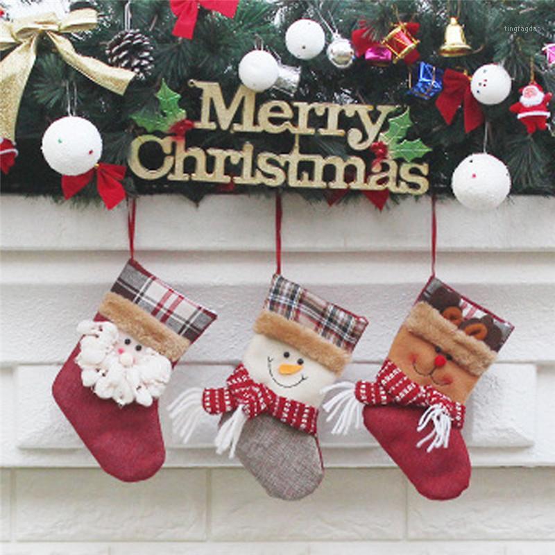 

Gift Bag Sock for 2018 Christmas Decoration Kids Present Santa Claus Snowman Elk Xmas Festival Ornaments1