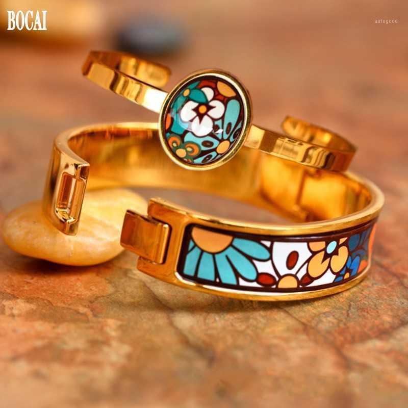 

Bangle 2021 Jewelry Fashion Cloisonne High Temperature Firing Oval Side Opening Female Bracelet Enamel Fleeting Time1