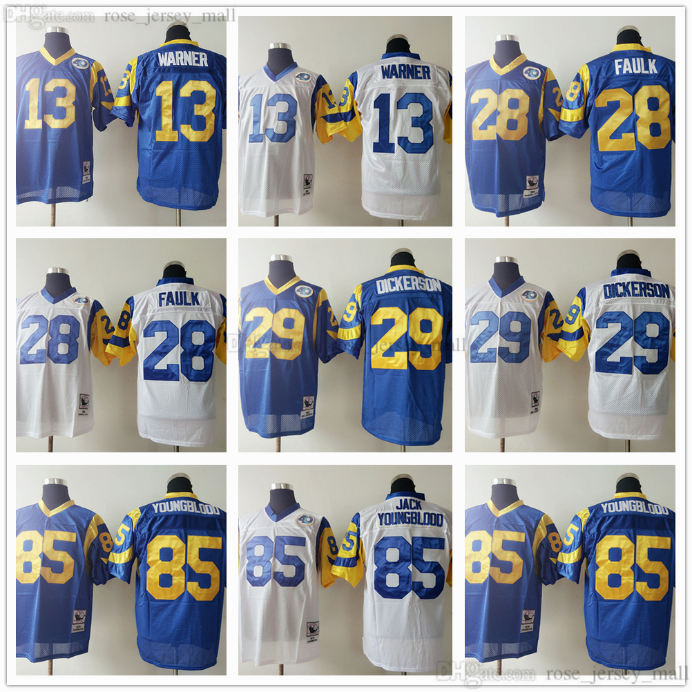 

NCAA 75th Vintage Football 85 Jack Youngblood Jerseys Stitched 28 Marshall Faulk 13 Kurt Warner 29 Eric Dickerson Jersey College Blue White Mitchell&Ness, Same as picture