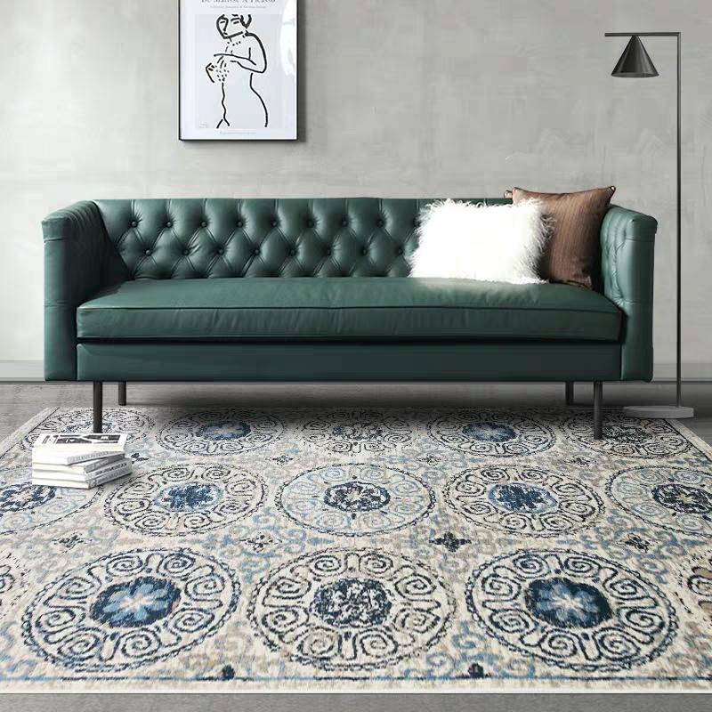 

Nordic style Mediterranean blue geometric area rug ,vintage living room coffee table carpet, high density woven villa rug, 03as picture