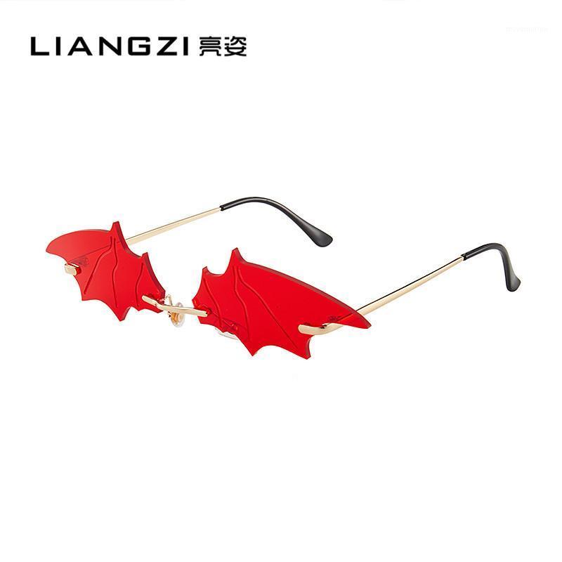 

new arrival 2020 futuristic sunglasses women trending products red pink blue small Bat shape sun glasses fenimino1