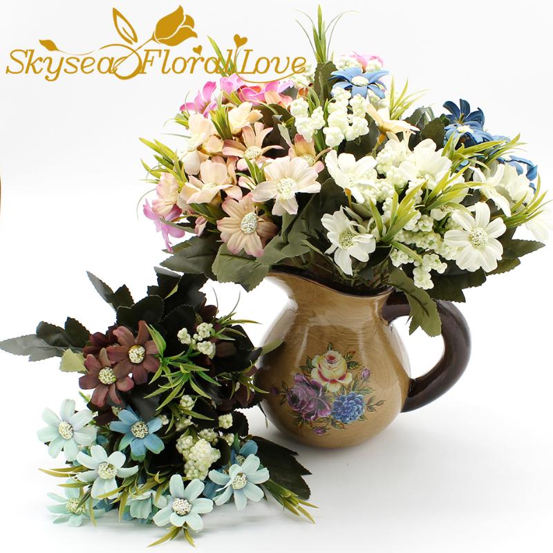 

Artificial flowers 6 Branches Daisy Bouquet Silk Flower Fake Home Living Room Decor Decorating Flowers Daisy, Purple