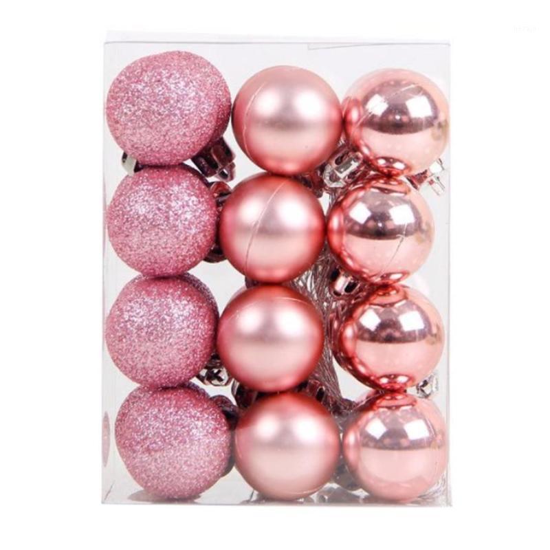 

12Pcs 6cm Christmas Ball Hanging Tree Ball Ornaments for Xmas Party Decor - Pink1