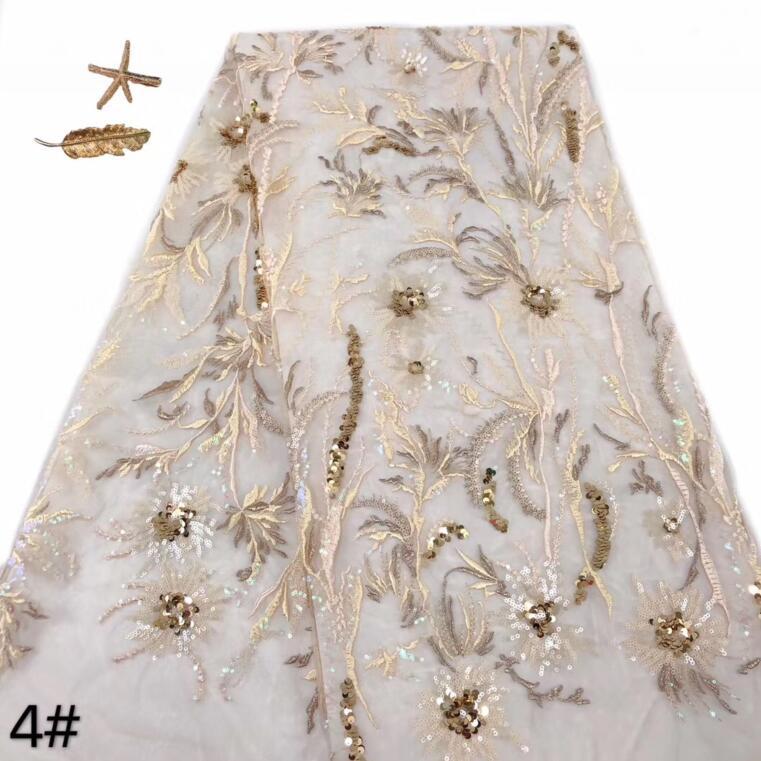 

fashionable tulle embroidery french net lace fabric Sat-59.1816 with beads for party dress