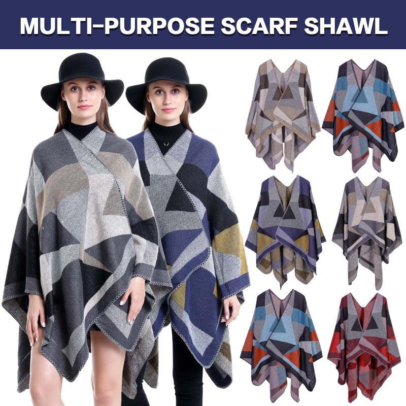 

Scarves Brand Stylish And High Quality Women's Collar Patchwork Lady Imitation Sweater Cape Coat Blanket Shawls Comfortable