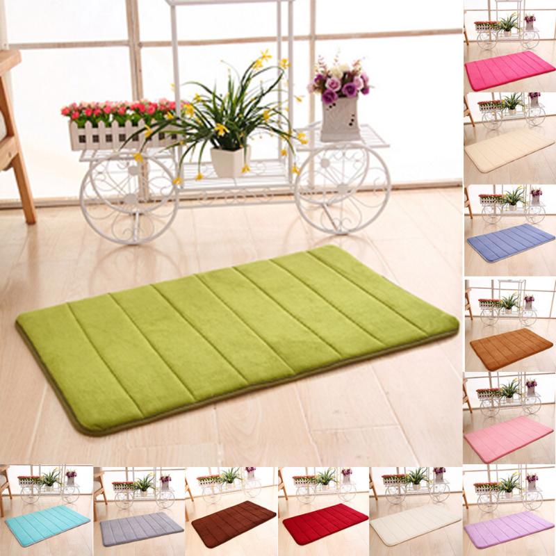 

1pc Home Bath Mat Non-slip Bathroom Carpet Soft Coral Fleece Memory Foam Rug Mat Bath Mats Kitchen Toilet Floor Decor #T2G, White