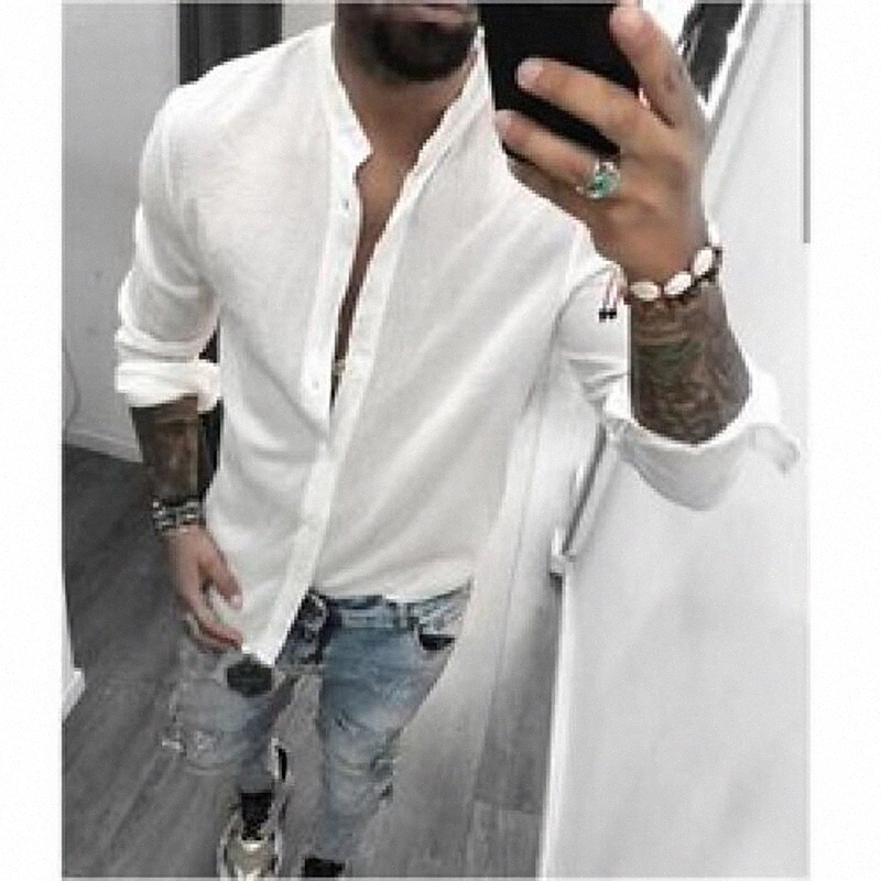 Chemises occasionnelles pour hommes Chemise coton lâche respirante manches courtes printemps automne été longue j91o #