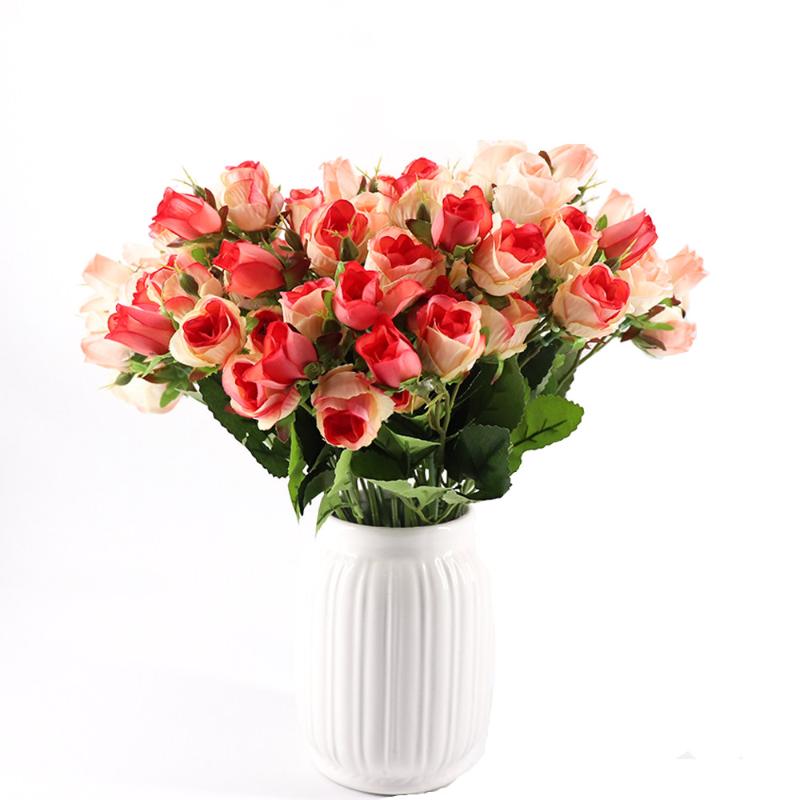 

2021 New Artificial Flowers Silk Flower Vivid Rose Fake Leaf Wedding Home Party Decoration Bride Bouque Table Decor, C mulberry