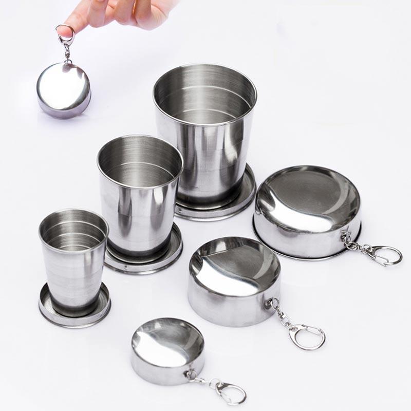 

75/150/250ml Stainless Steel Flexible Folding Cup Ourdoor Travel Camping Cup With Keychain Portable Foldable Drinkware1, 75ml