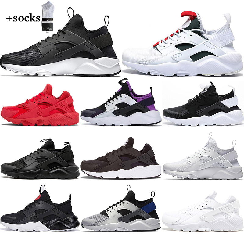 

With free socks White Dot ACE Huarache 4.0 IV Running Shoes Triple Black men women Huaraches sports Sneakers, #7 4.0 oreo