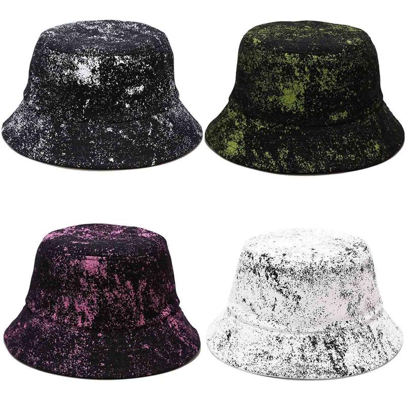 

Autumn Winter Tie Dye Bucket Hat Fishing Caps Womens Flat Fishermen Caps, Bk