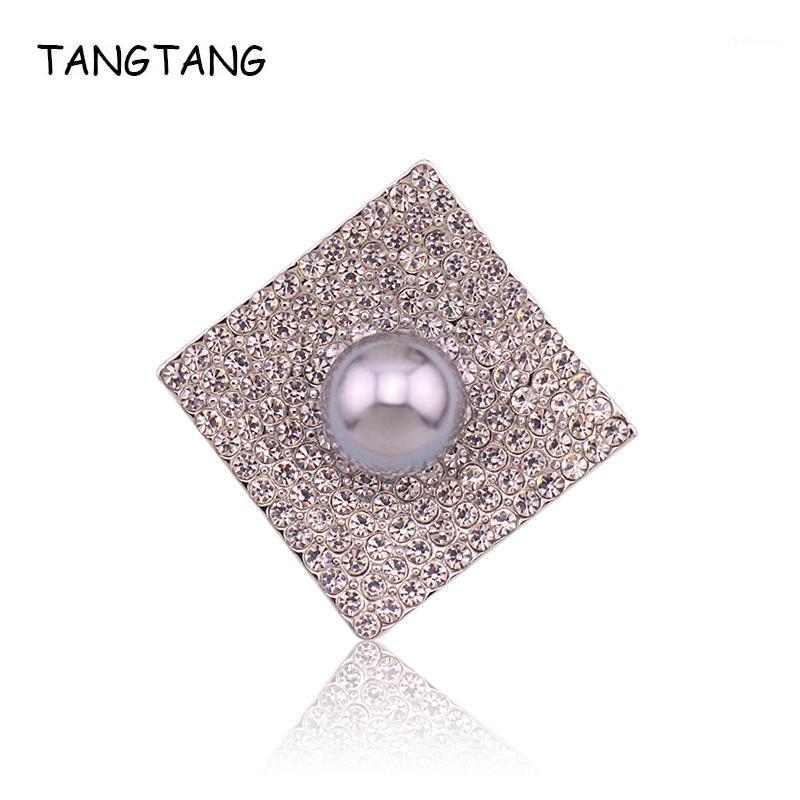 

TANGTANG Brooches For Women Simulated Pearl Square Brooch With Rhinestone Pendant Brooch Pin Wedding Decoration Jewelry Pins1