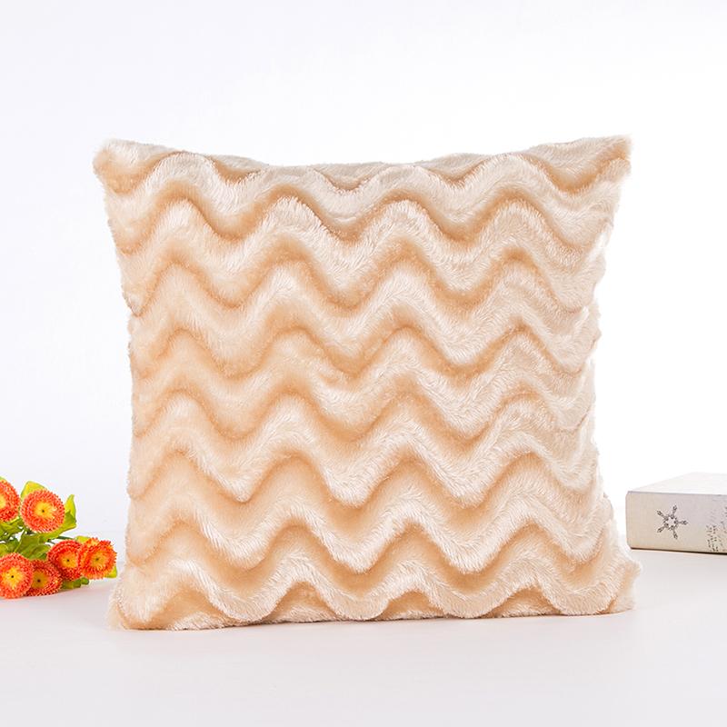 

Plush Fluffy Cushion Cover Solid Soft Water Ripple Stripe Throw Pillow Cover Case Car Home Sofa Decoration Pillowcase, Beige