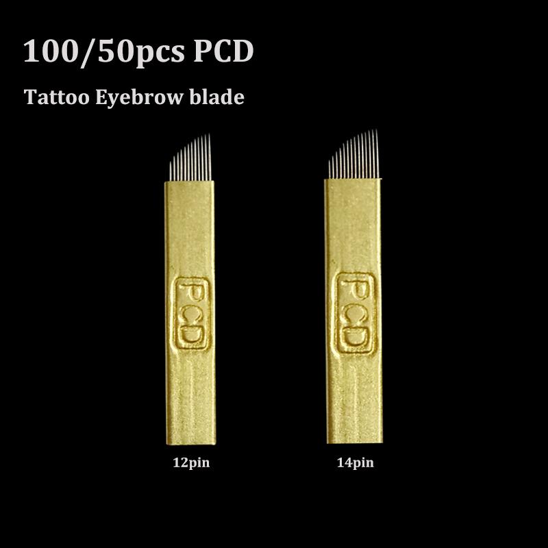

100/50pcs 12Pin Hard PCD Needle 14 19U Blade Lamina Agulhas Tebori Microblading Eyebrow Permanent Makeup Tattoo Needles Supplies