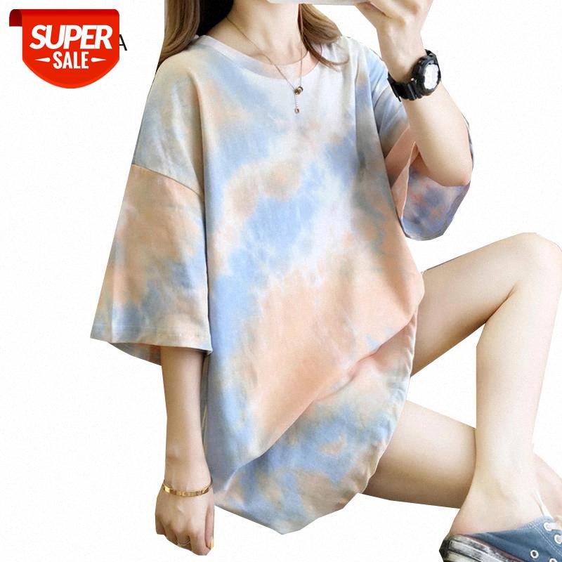 

Tie-dye Summer Women T Shirt Printed Short Sleeve Femme T-shirt O-Neck Oversize Ladies Girls Tshirts Casual Tee Tops Streetwear #Gl88, White