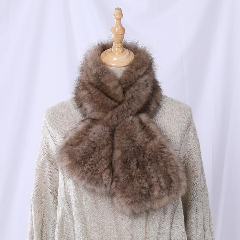

Top Quality Women's Genuine 100% Real Sable Fur Knitted Scarf Natural Scarves Lady Fahion Winter Wraps Girl Scarf Solid