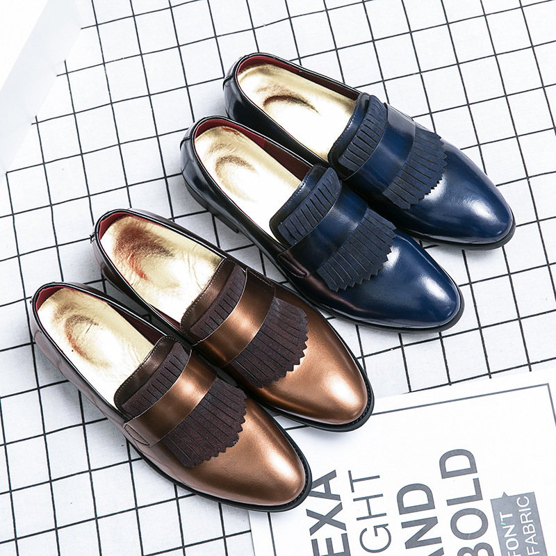 

2020 New Cross-Border Large Size Bang Shoes British Style Vintage Leather Shoes Trendy All-Matching Korean Mens Shoes Formal Wear Business L, Yp-1176 brown