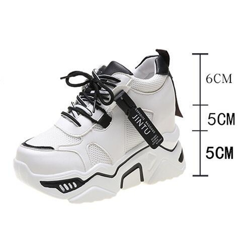 

2021 New Women Summer Fashion Tennis of Cunha Inner Increase 10cm High Heel Lady Respirable Walk Shoes PIJS, Mesh black.