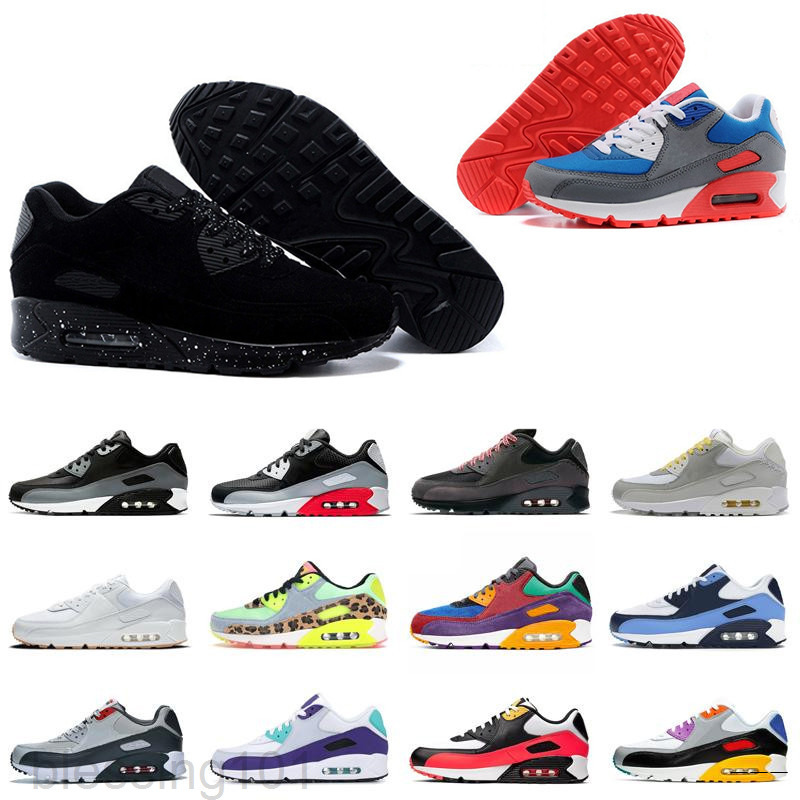

2019 New 90 Trainer Shoes Classic Men Women Cheap 90 Sports Shoes Black Red White Air Cushion Designer Air90 Sneakers BT1T, Color 15