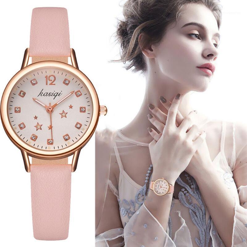 

Women's Watch Strat Dial Quartz Casual Watch Ladies Rhinestone Wristwatch Leather Colck Fashion Gold Gift Zegarki Damskie1