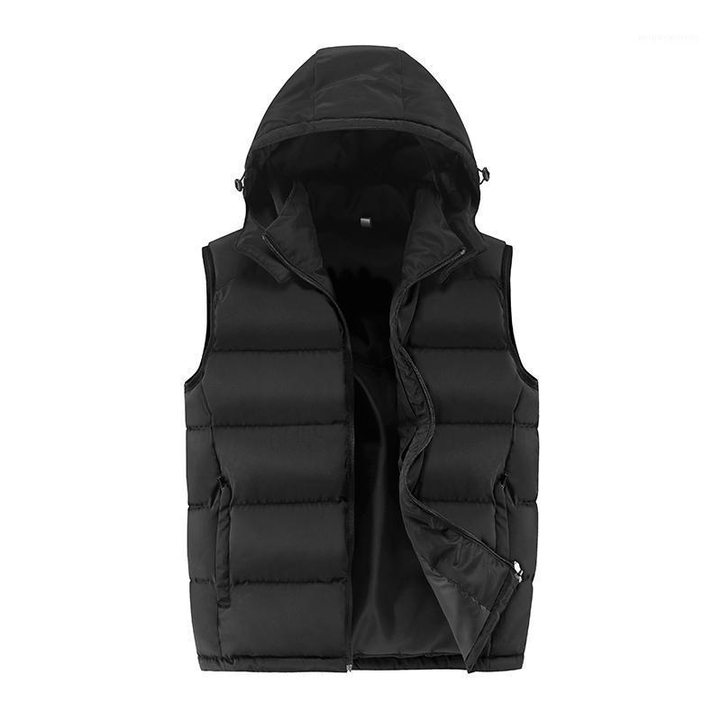 

Men's Vest Sleeveless Jacket New Autumn Winter Warm Clothing Hooded Slim Fit Coat Male Casual Solid Waistcoat Asian Size -4XL1, Black