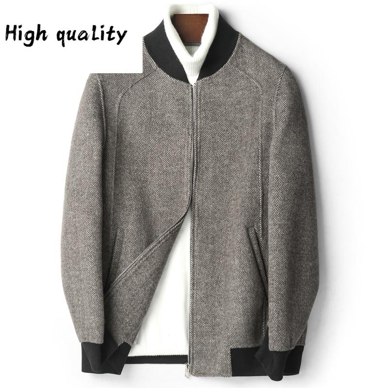 

Double-sided 2020 Wool Coat Men Casual Short Overcoat Autumn Mens Coats and Jackets Abrigo Hombre, Brown