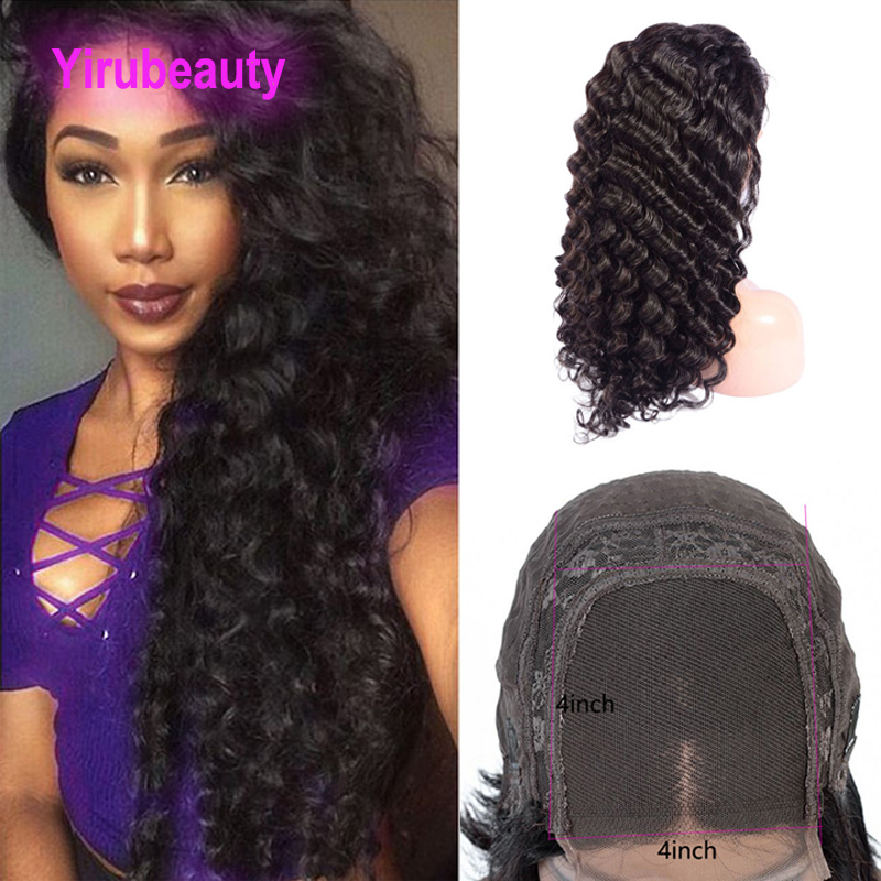 

Malaysian Lace Closure Deep Wave Wigs 4*4 Wig Natural Color Curly 4X4 Lace Wig Wholesale Human Hair Prodcuts 10-32inch