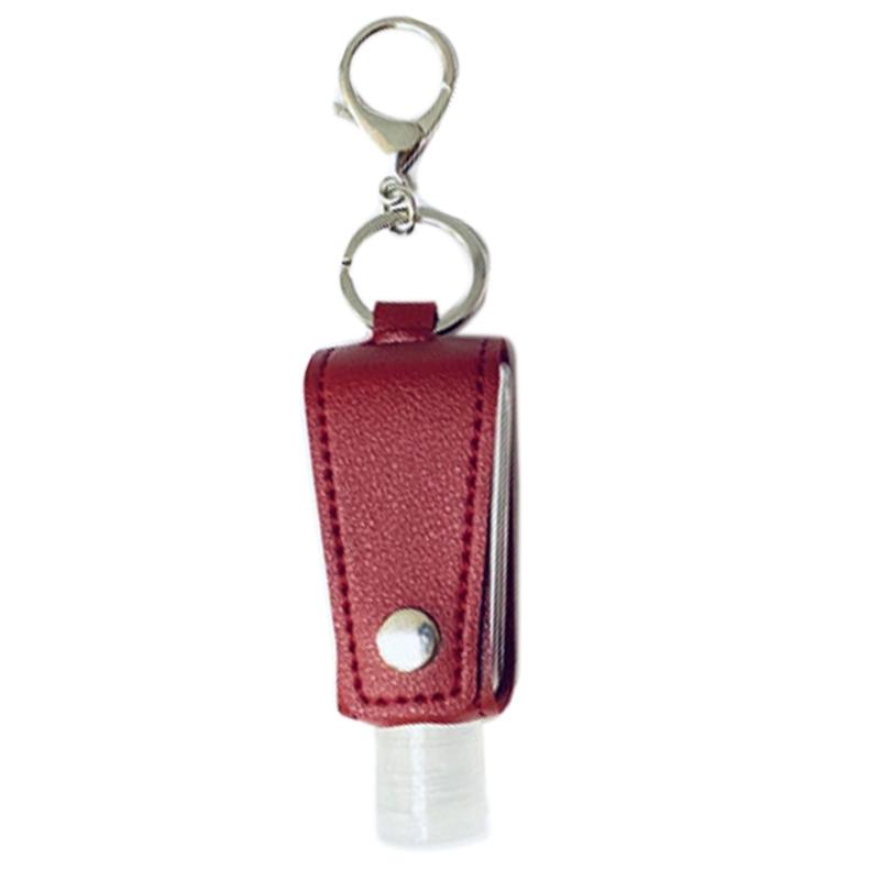 

Clear Empty Bottle Hand Sanitizer Container with Faux Leather Keychain Holder GXMC